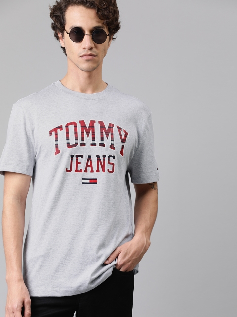 

Tommy Hilfiger Men Grey Melange Printed Round Neck T-shirt