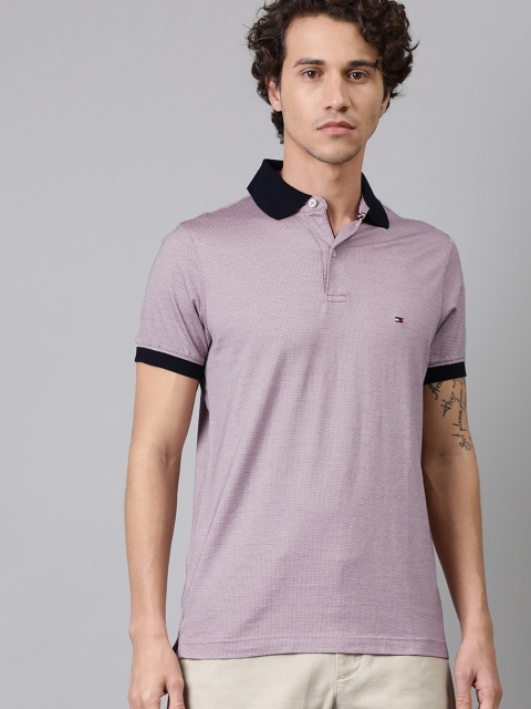 

Tommy Hilfiger Men Pink Printed Slim Fit Polo Collar T-shirt