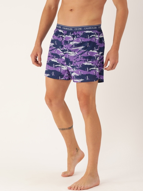 

Calvin Klein Underwear Men Navy Blue & Purple Camouflage Printed Boxers NB2998925-925