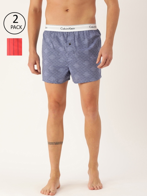 

Calvin Klein Underwear Men Pack of 2 Blue & Red Printed Slim Fit Boxers NB13969KQ-9KQ-1