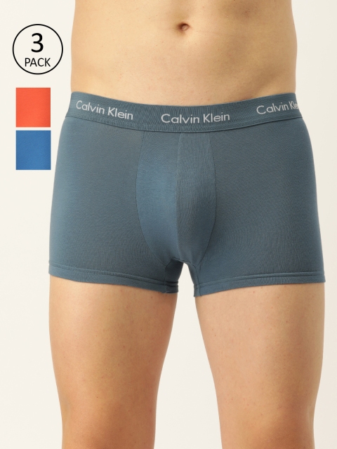 

Calvin Klein Underwear Men Pack of 3 Assorted Solid Trunk NB26149AU, Blue