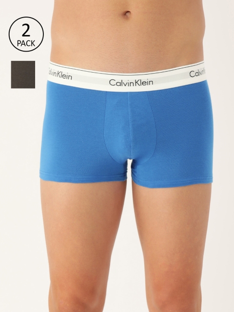 

Calvin Klein Underwear Men Pack of 2 Solid Trunks NB10861ZK-1ZK, Blue