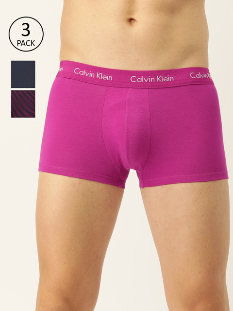 

Calvin Klein Underwear Men Pack of 3 Assorted Solid Trunk NB26149AS, Navy blue