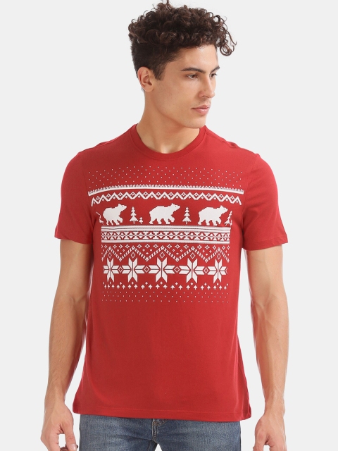 

GAP Men Red Fair Isle Crew Neck Tee