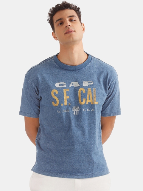 

GAP Men Blue Indigo Logo Short Sleeve Crewneck T-Shirt