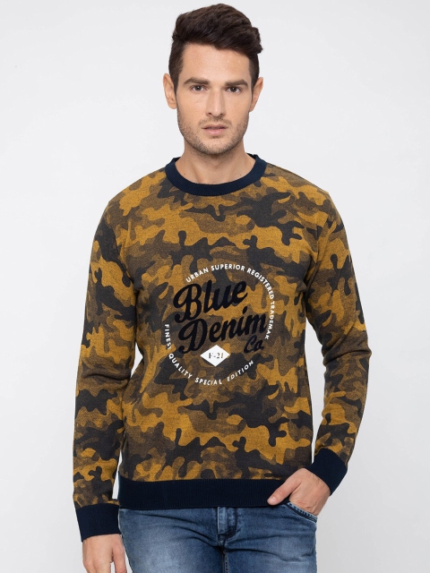 

Globus Men Yellow & Brown Printed Pullover Sweater