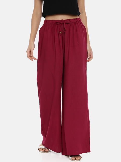 

GOLDSTROMS Women Maroon Solid Straight Palazzos