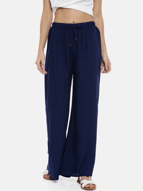 

GOLDSTROMS Women Navy Blue Solid Flared Palazzos