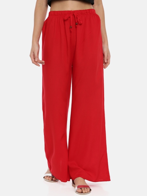 

GOLDSTROMS Women Red Solid Flared Palazzos
