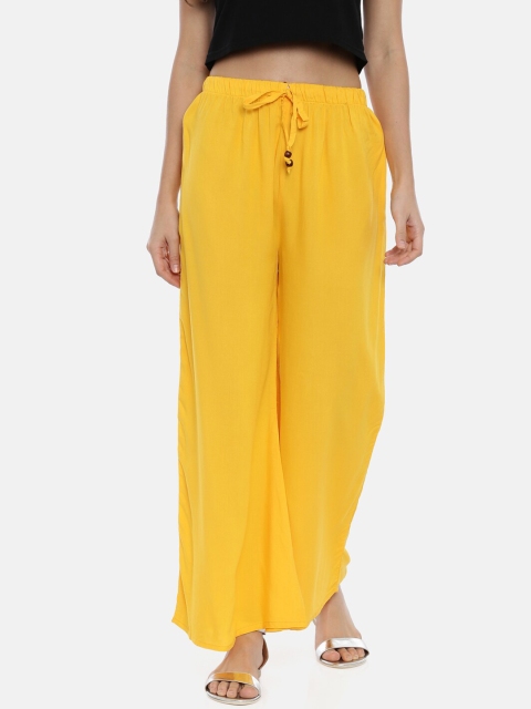 

GOLDSTROMS Women Yellow Solid Wide Leg Palazzos