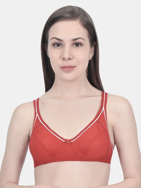 

Innocence Rust Red Solid Non-Wired Non Padded Minimizer Bra BBAPLIN90171