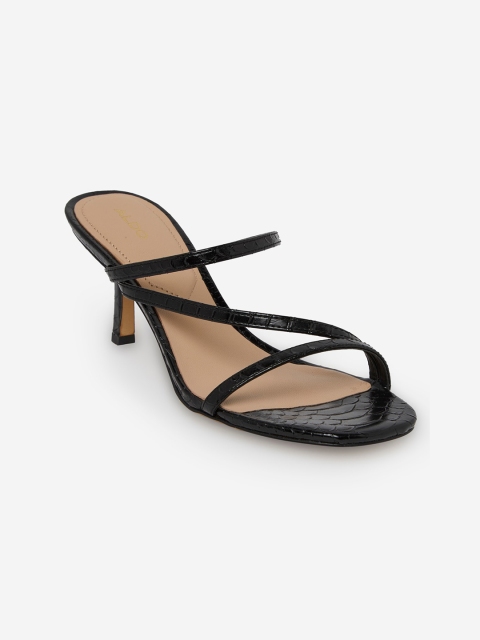 

ALDO Black Textured Slim Heeled Sandals