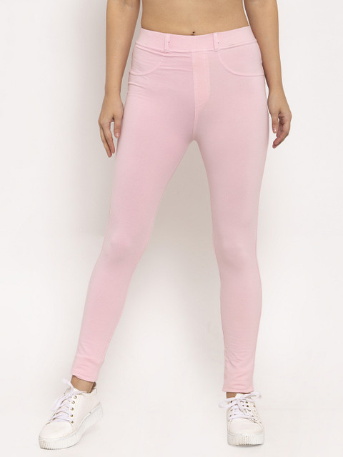 

KLOTTHE Women Pink Solid Skinny-Fit Jeggings
