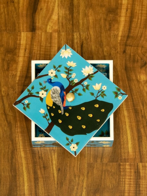 

Tistabene Blue & Black Printed Handcrafted Kalp Designer Multi-Utility Box