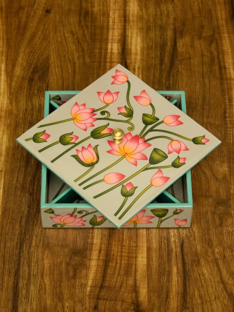 

Tistabene Grey & Pink Printed Handcrafted Kalika Designer Multi-Utility Box
