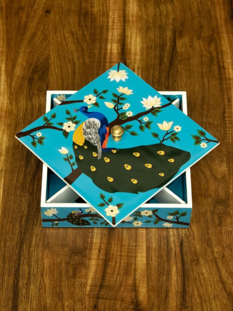 

Tistabene Blue & Black Printed Handcrafted Kalpi Multi-Utility Box