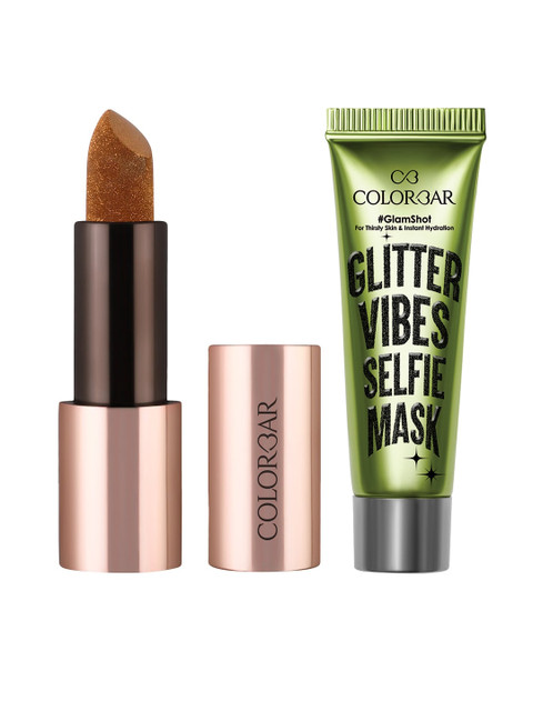 

Colorbar Set Of Drama Blast Lipstick - Glowdigger 001 And Glitter Vibes Selfie Mask, Maroon