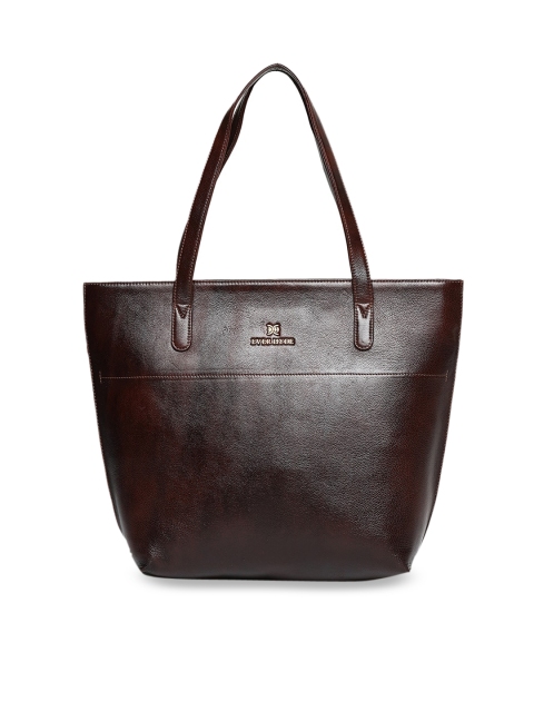 

EVER HYDE Brown Solid Leather Shoulder Bag