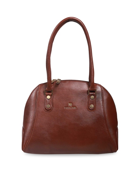 

EVER HYDE Rust Brown Solid Shoulder Leather Bag