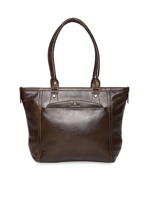

EVER HYDE Brown Solid Leather Shoulder Bag