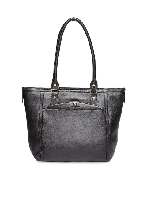 

EVER HYDE Black Solid Leather Caricia Elegant Handheld Bag