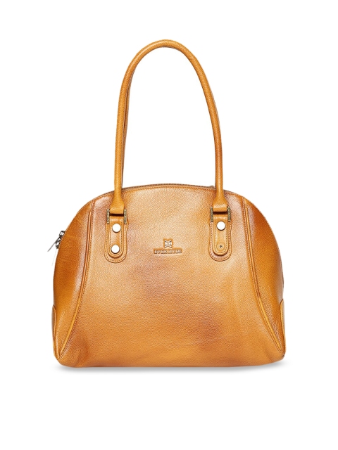 

EVER HYDE Tan Brown Solid Leather Shoulder Bag