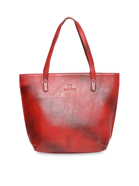 

EVER HYDE Maroon & Red Colourblocked Shoulder Leather Bag