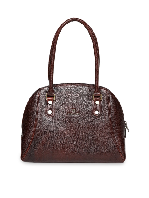 

EVER HYDE Brown Textured Leather Wafture Shoulder Bag