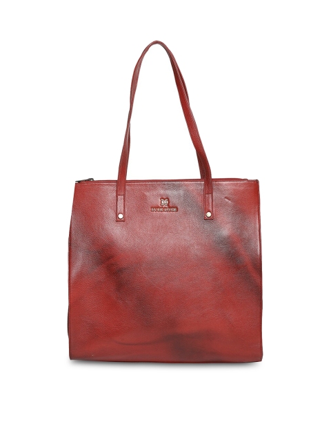 

EVER HYDE Maroon Solid Leather Shoulder Bag