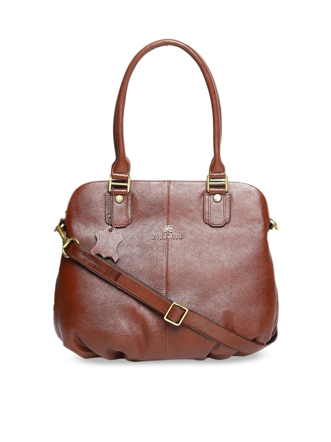 

EVER HYDE Brown Solid Leather Satchel