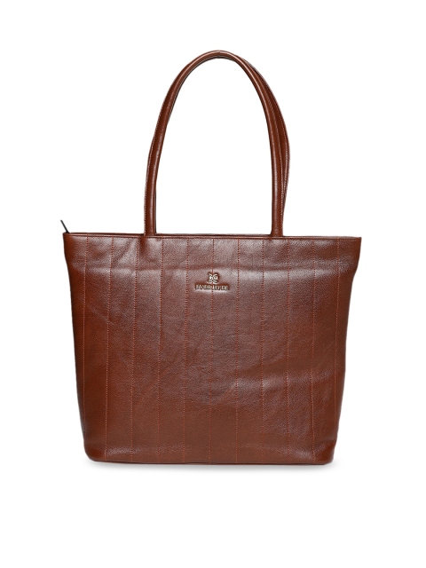 

EVER HYDE Brown Solid Leather Shoulder Bag