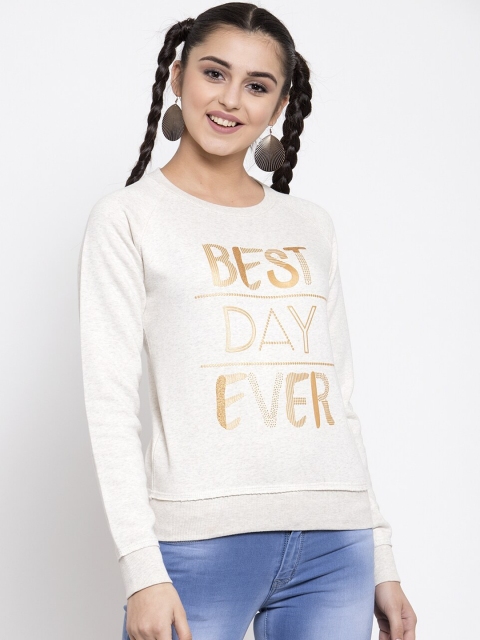 

Global Republic Women Cream-Coloured Printed Sweatshirt
