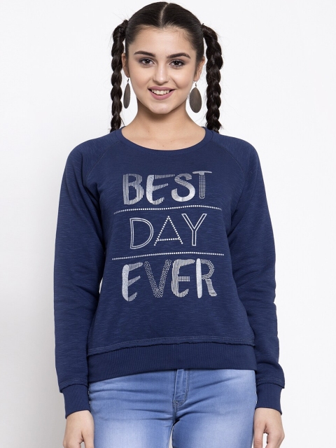 

Global Republic Women Navy Blue Printed Sweatshirt