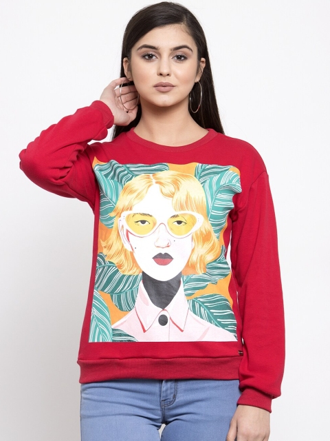 

Global Republic Women Red Printed Sweatshirt