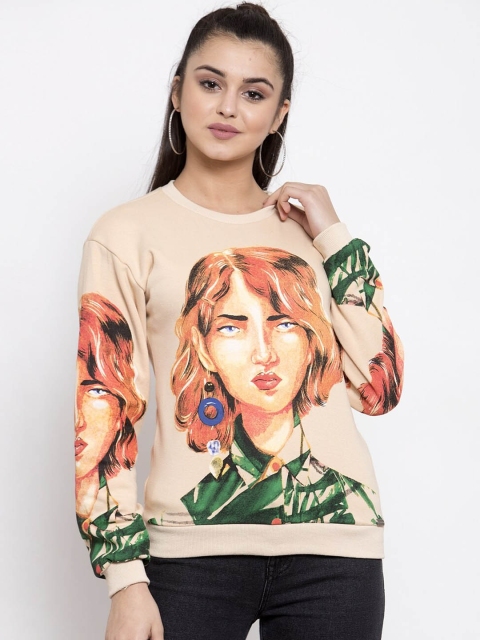 

Global Republic Women Beige Printed Sweatshirt