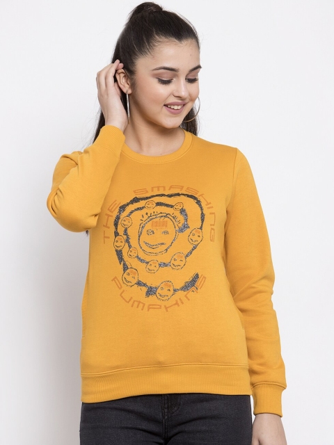

Global Republic Women Mustard Yellow Printed Sweatshirt