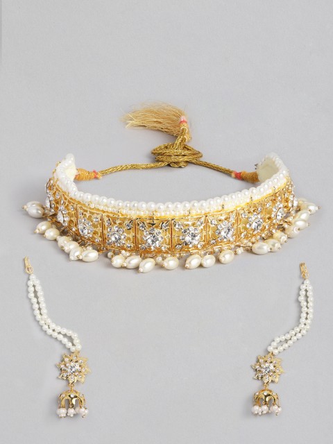 

justpeachy Women Gold-Plated Stone Studded Jewellery Set