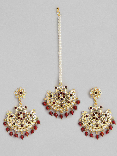 

justpeachy Red & Gold-toned Gold-Plated Handcrafted Jewellery Set, Maroon