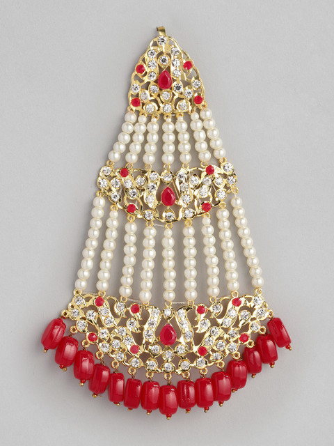 

justpeachy Red & Gold toned Gold Plated Maangtika