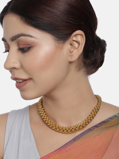

justpeachy Gold-Plated Beaded Maharashtrian Thushi Necklace