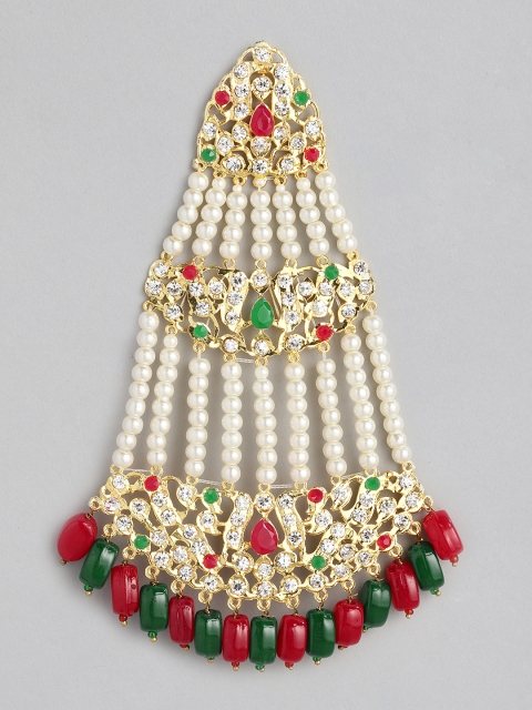 

justpeachy Red & Gold-toned Gold-Plated Maangtika
