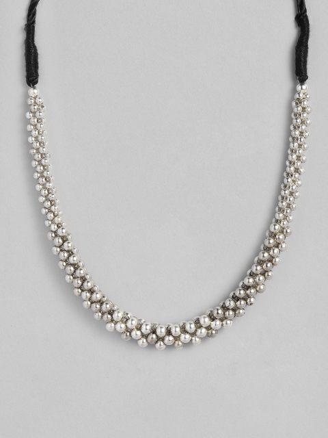 

justpeachy Silver-Plated Beaded Maharashtrian Thushi Necklace