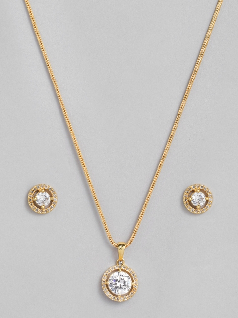 

justpeachy Gold-Plated Stone Studded Jewellery Set