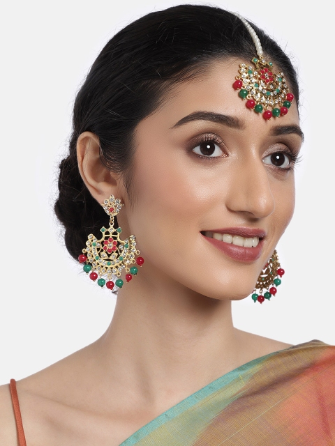 

justpeachy Red & Gold-toned Gold-Plated Handcrafted Jewellery Set