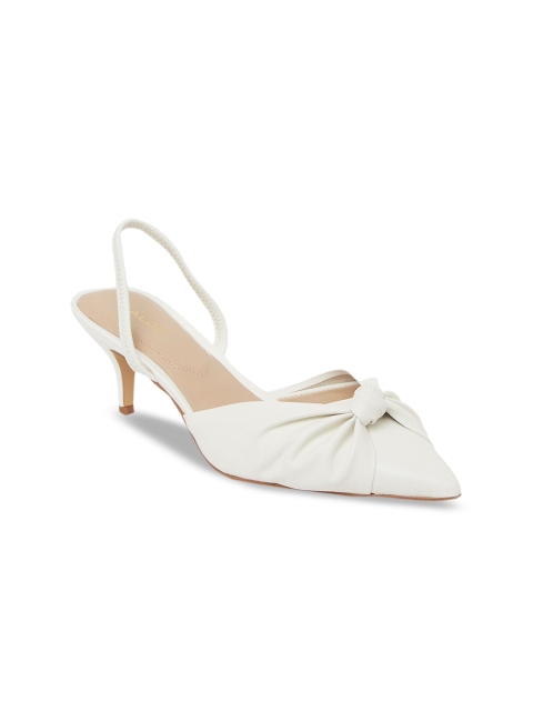 

ALDO Women White Solid Leather Mules