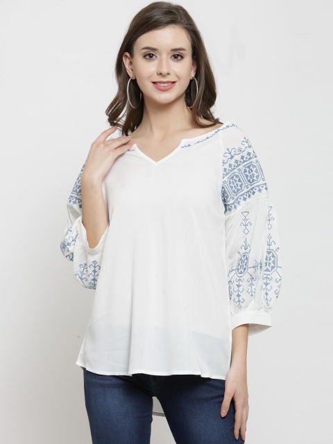 

Global Republic Women White Printed A-Line Top