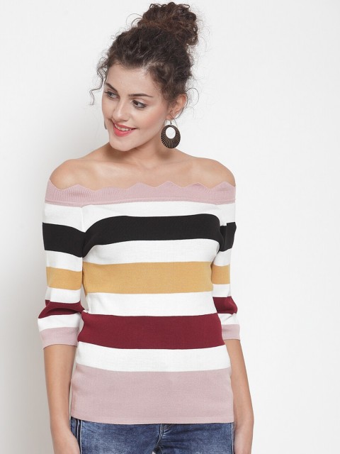 

Global Republic Women Multicoloured Striped Bardot Top, Multi