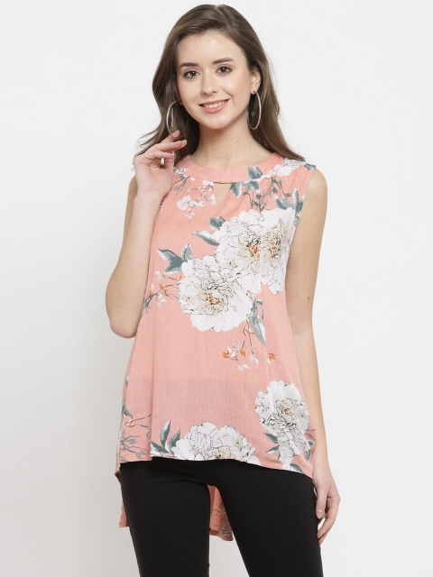 

Global Republic Women Pink Floral Printed High-Low Top