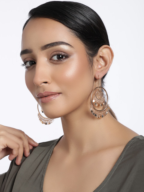 

justpeachy Gold-Toned Circular Drop Earrings
