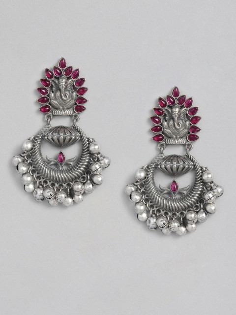 

justpeachy Silver-Plated Contemporary Drop Earrings